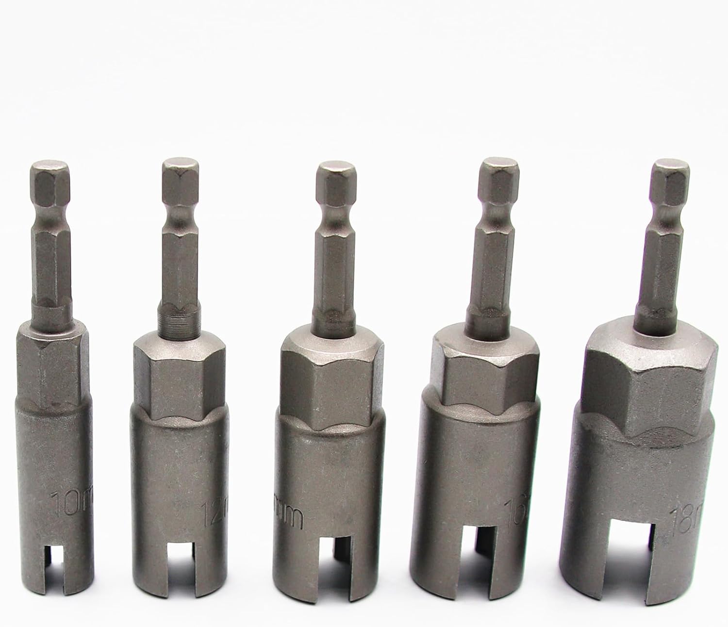 5Pcs 1/4 Inch Power Wing Nut Driver Bits, Hex Shank Nut Driver, Slot Wing Nuts Drill Bit Socket Wrenches Tools for Panel Nuts Screws Eye C-Hook Bolt Q-Hanger (10/12/14/16/18mm)
