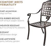 Vista 5 de LEISU Silla de comedor de aluminio fundido de 2 piezas, sillas de bistró para el hogar, patio, jardín, terraza (2 sillas de perlas orientales)