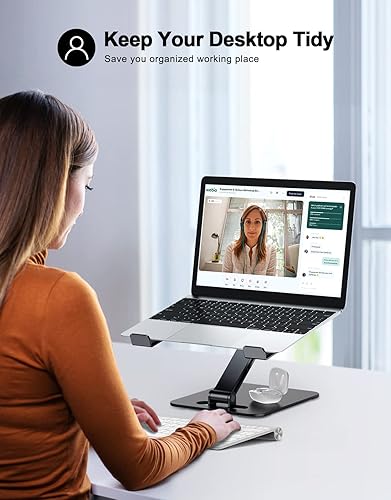 Miniatura 7 de Soporte plegable para laptop, soporte ergonómico ajustable en altura para escritorio, soporte elevador portátil de aluminio para computadora