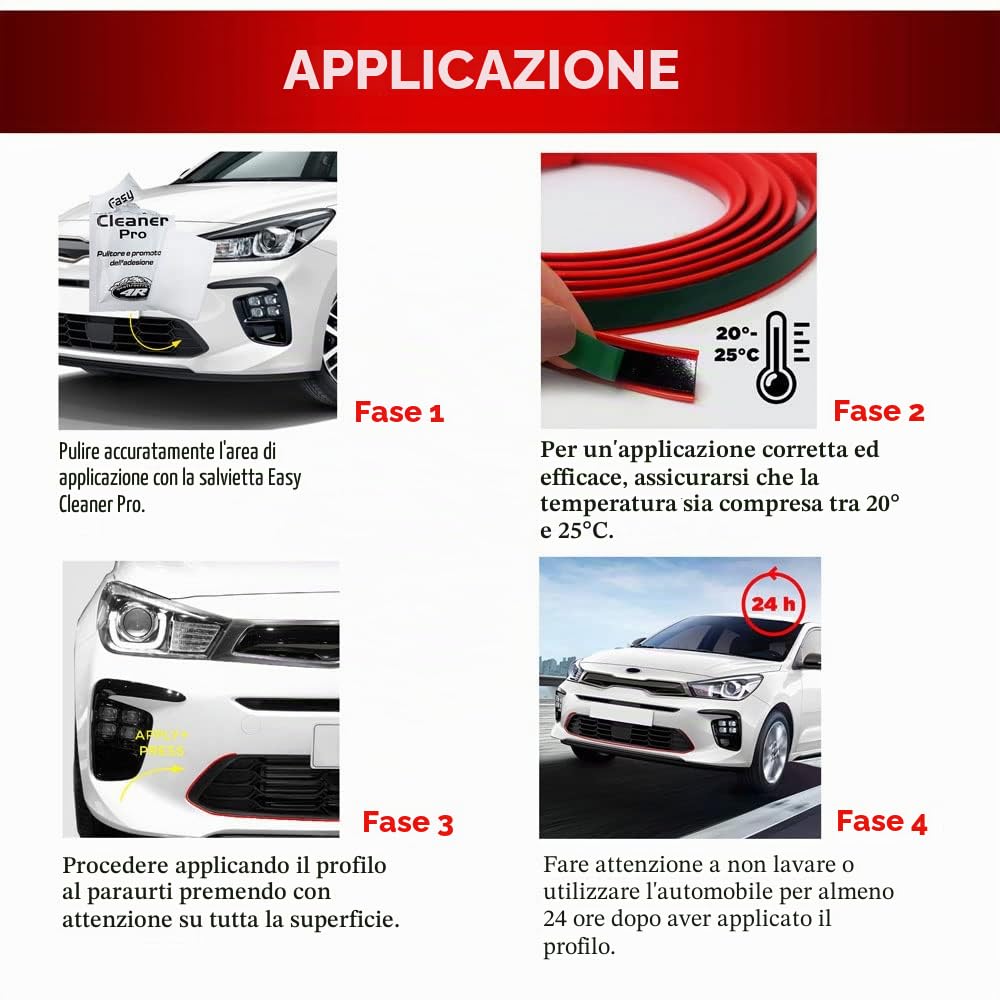 Profilo Rosso Adesivo per Paraurti Posteriore M. Classe A