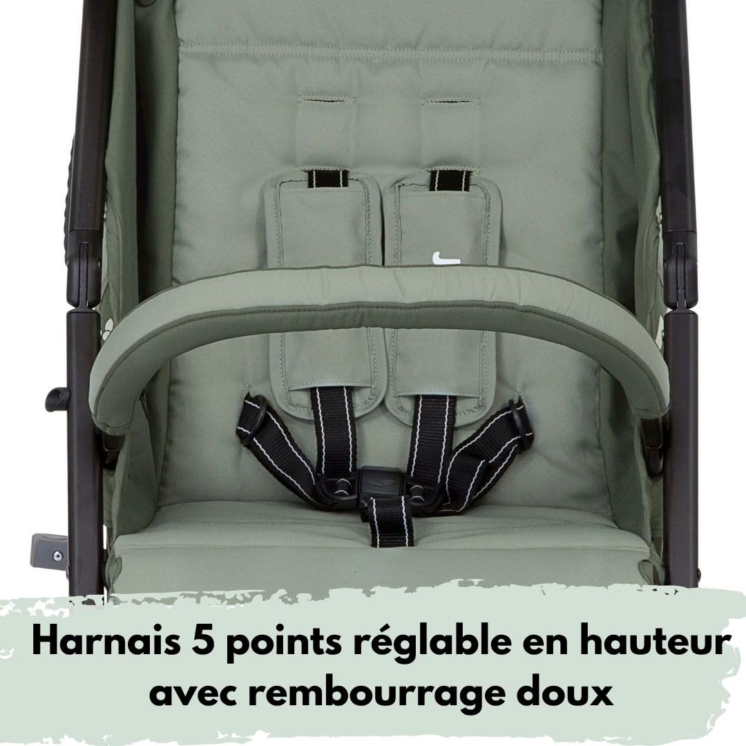 Joie Nitro LX Poussette Canne Légère et Compacte, Poussette Voyage Pliable 7,7 kg, Dossier Inclinable Position Allongée, Suspension Intégrale, Inclus Habillage Pluie et Moustiquaire, Vert Laurier