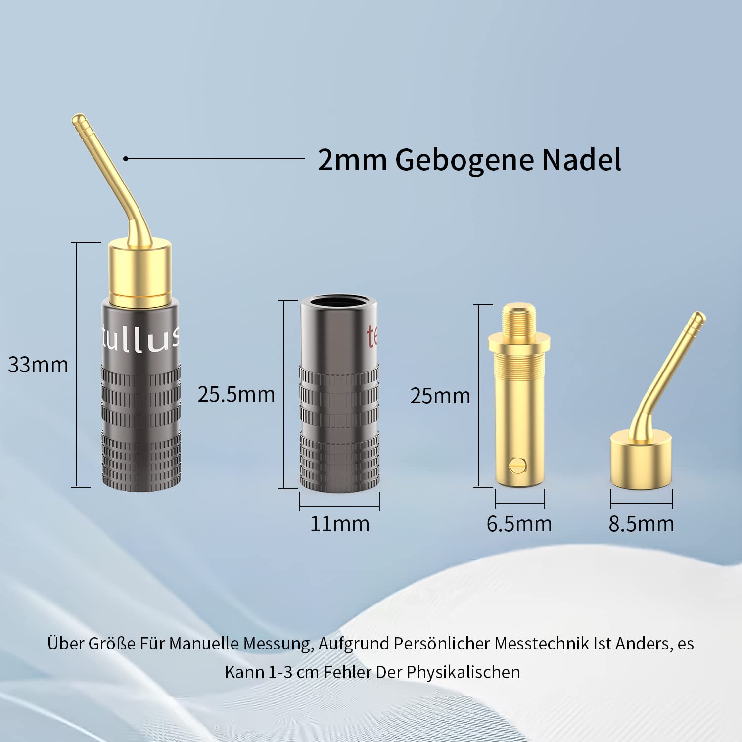 Tertullus 8 connettori a banana 2 mm per cavi 4 mm chiusura a doppia vite 8-20 AWG spinotto banana