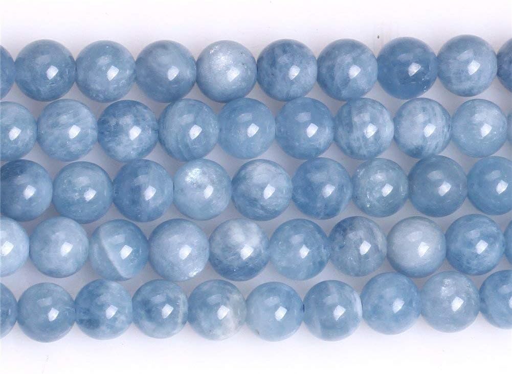 JOE FOREMAN 6mm Blue Aquamarine Semi Precious Gemstone Round Loose Beads for Jewelry Making AAA Grade DIY Handmade Craft Supplies 15"