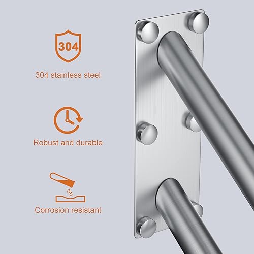 Miniatura 4 de Pasamanos en Forma de U de 28 Pulgadas para 1-5 Escalones - Tubo de 1.25", ZUEXT Barra de Agarre de Seguridad de Acero Inoxidable de Níquel