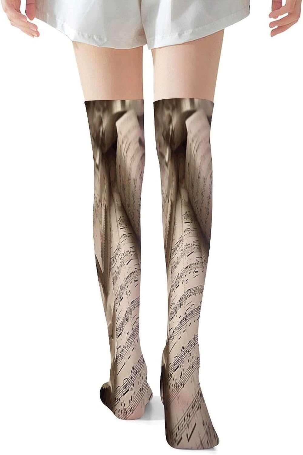 Sheet Music Women High Waist Fishnet Stockings Stretch Mesh Pantyhose Sexy Trendy Legwear for Daily Wear