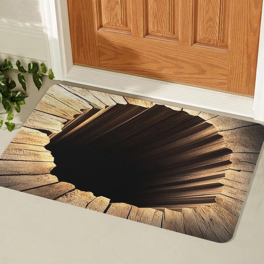 JUXDZISHW Front Door Mat Indoor Outdoor Entrance, 3D Optical Illusion All-Weather Doormat, Optical Illusion Rug Ground Crack Illusion Rug 3D Rugs, Easy Clean Patio Porch Entryway Mat,H,40 * 60cm