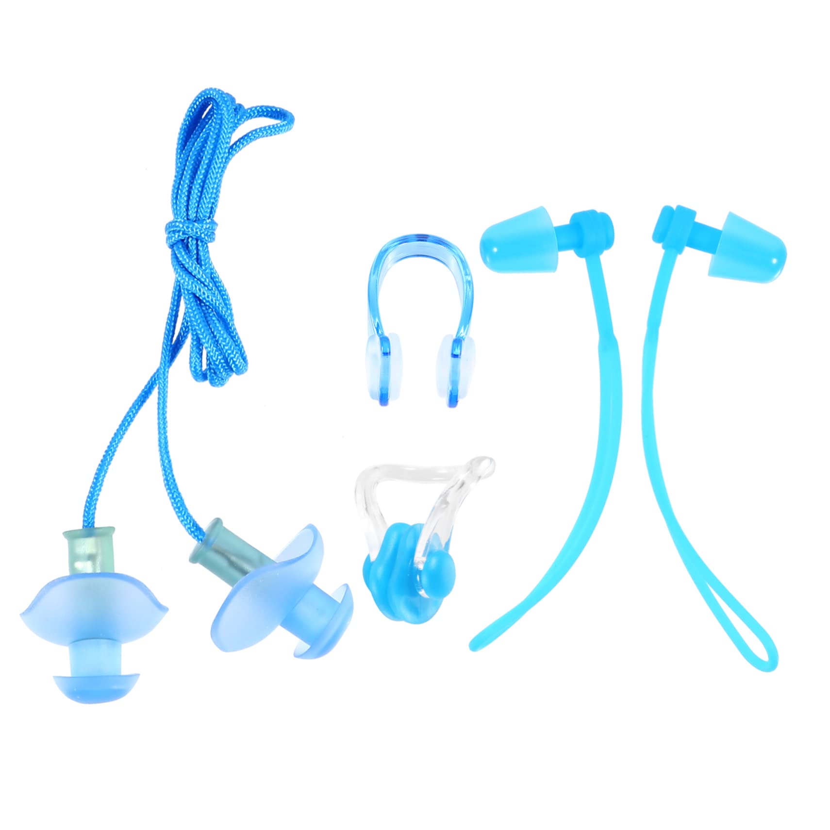 Parliky 4-Pack Waterproof PVC Swimming Earplugs Nose Clip Set Perfect for Boys and Girls Adults Blue
