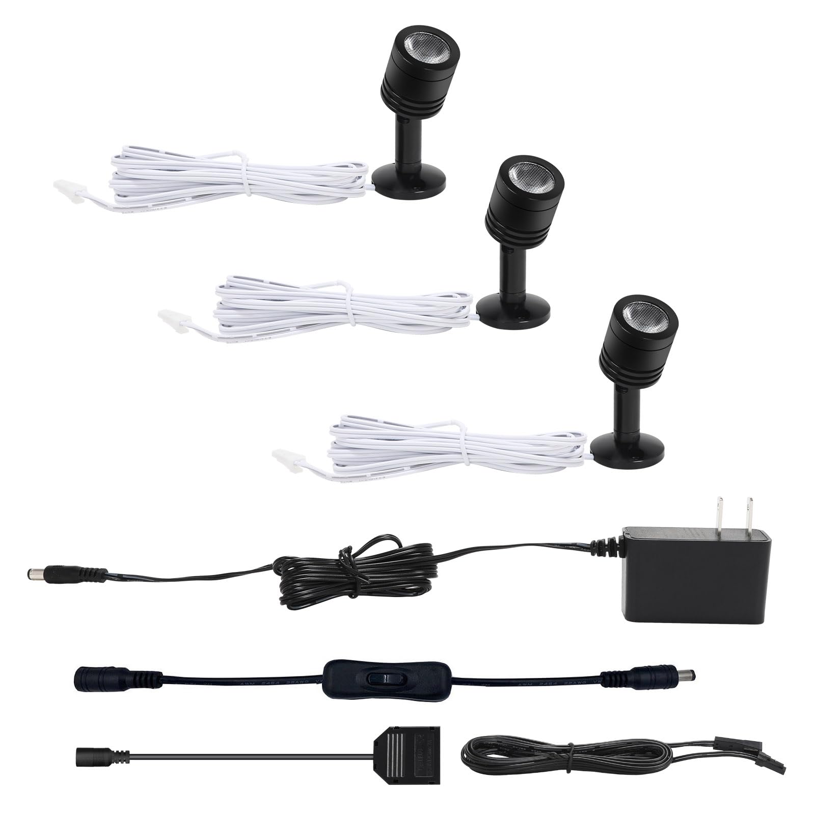 LED Mini Indoor Spotlight – Accent Lighting for Display Shelves, Paintings, Plants, Jewelry, Showcase, Under Cabinet – Adjustable Indoor Spot Light(Soft White 3 Pack)