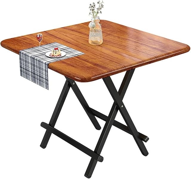 Rukulin Portable Foldable Dining Table Kitchen Table Space Saving Drop Leaf Dinner Table Motorhome Table (Brown)