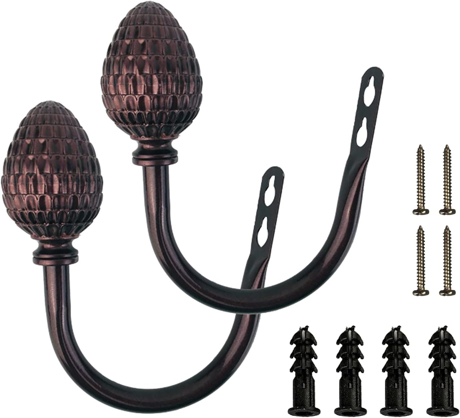 FMURY Decorative Hook Accessories Living Room U Shape Curtain Holdback Hotel Drapery Wall Window Holder Metal(Black)