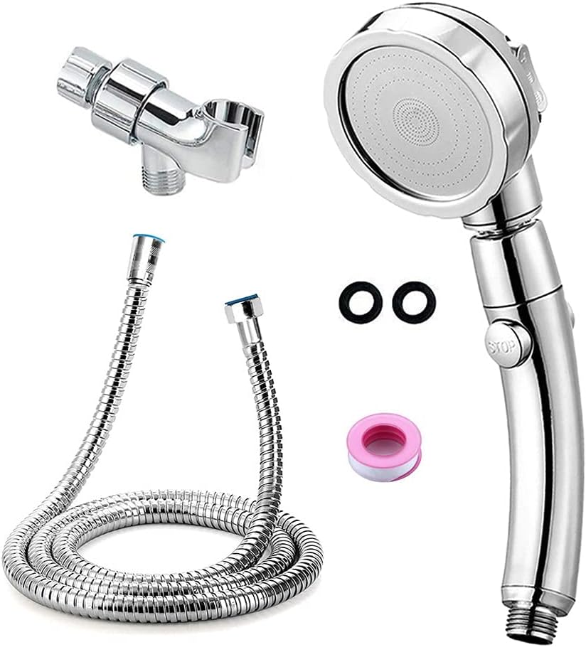 Handheld Shower Head with 59Inch Stainless Steel Hose and Adjustable Holder, 360 Degree Rotating Adjustable High Pressure Showerhead with On/Off Switch 3 Spray Modes RV Bathroom Shower Set