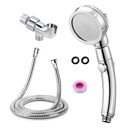 Handheld Shower Head with 59Inch Stainless Steel Hose and Adjustable Holder - High Pressure Water Saving Showerhead with ON/Off Pause Switch 3-Settings Control Flow Bathroom Shower Sets