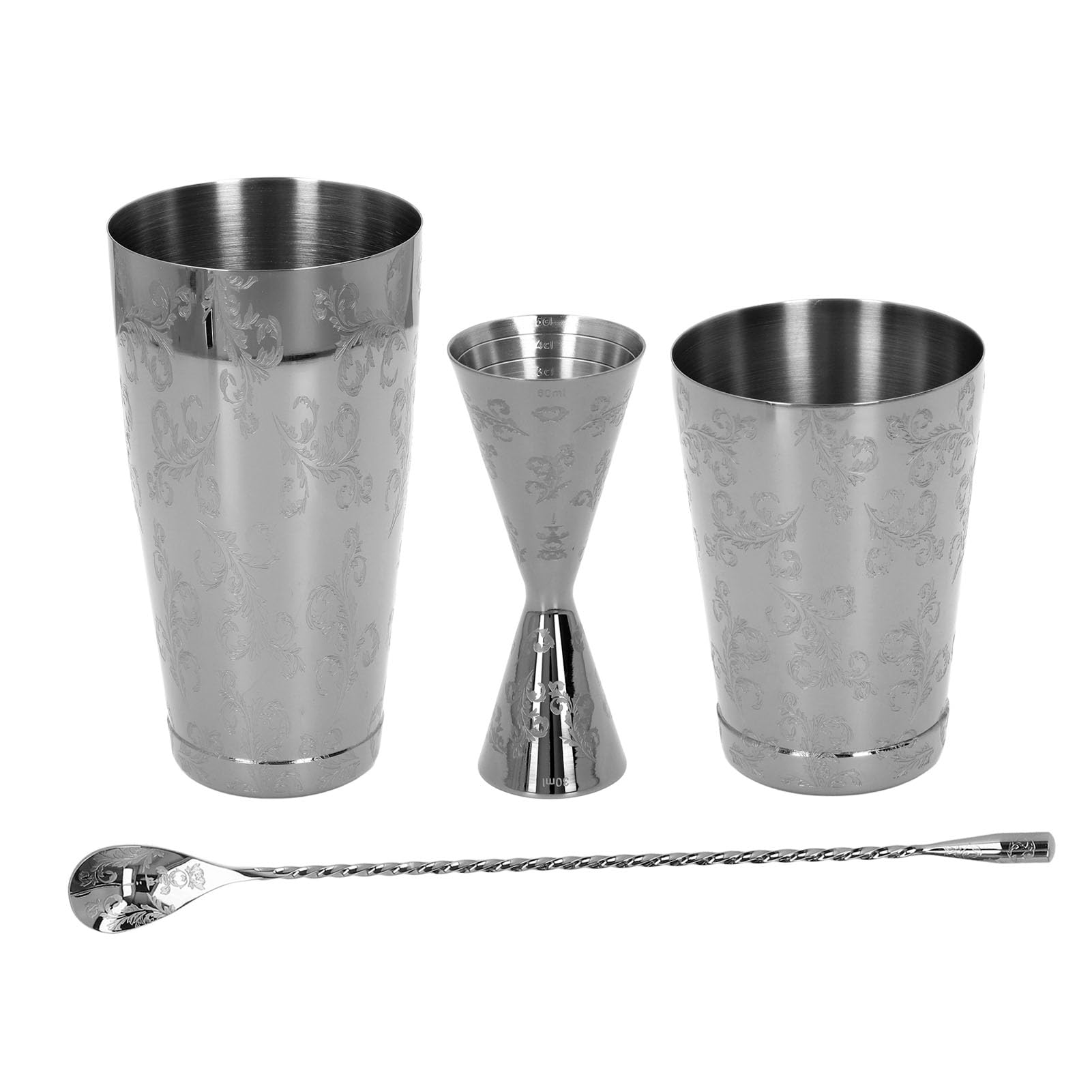 aqxreight Boston Cocktail Shaker Set 304 Herramienta de Barra de Estampado de Acero Inoxidable con Acero Inoxidable con Colador para Mezclar Martinis y Cócteles (B)