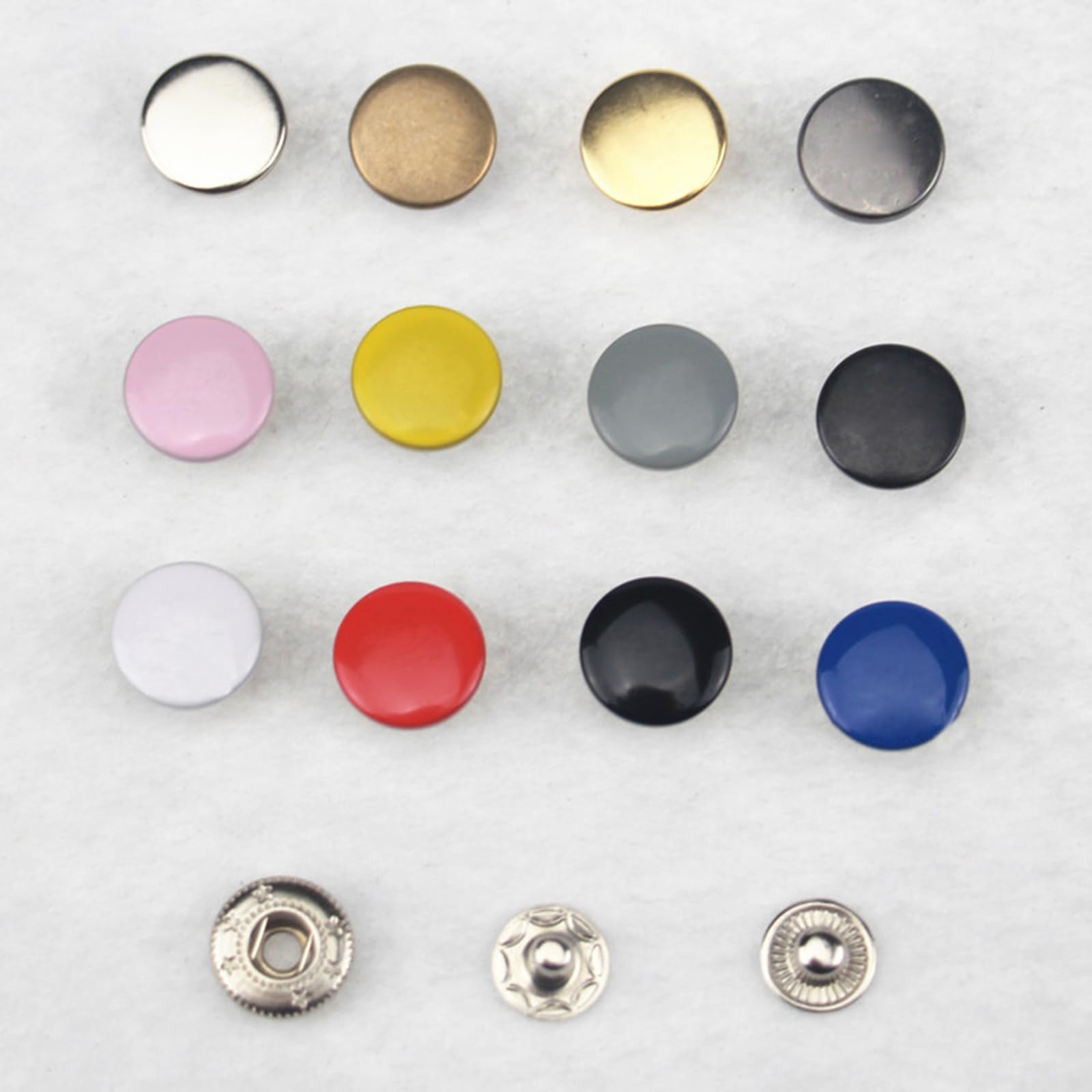 Kit di bottoni a pressione da 12,5 mm, senza bisogno di cucire, bottoni a pressione in metallo rimovibili, bottoni decorativi per vestiti in pelle da 12,5 mm, bottoni a pressione in metallo per