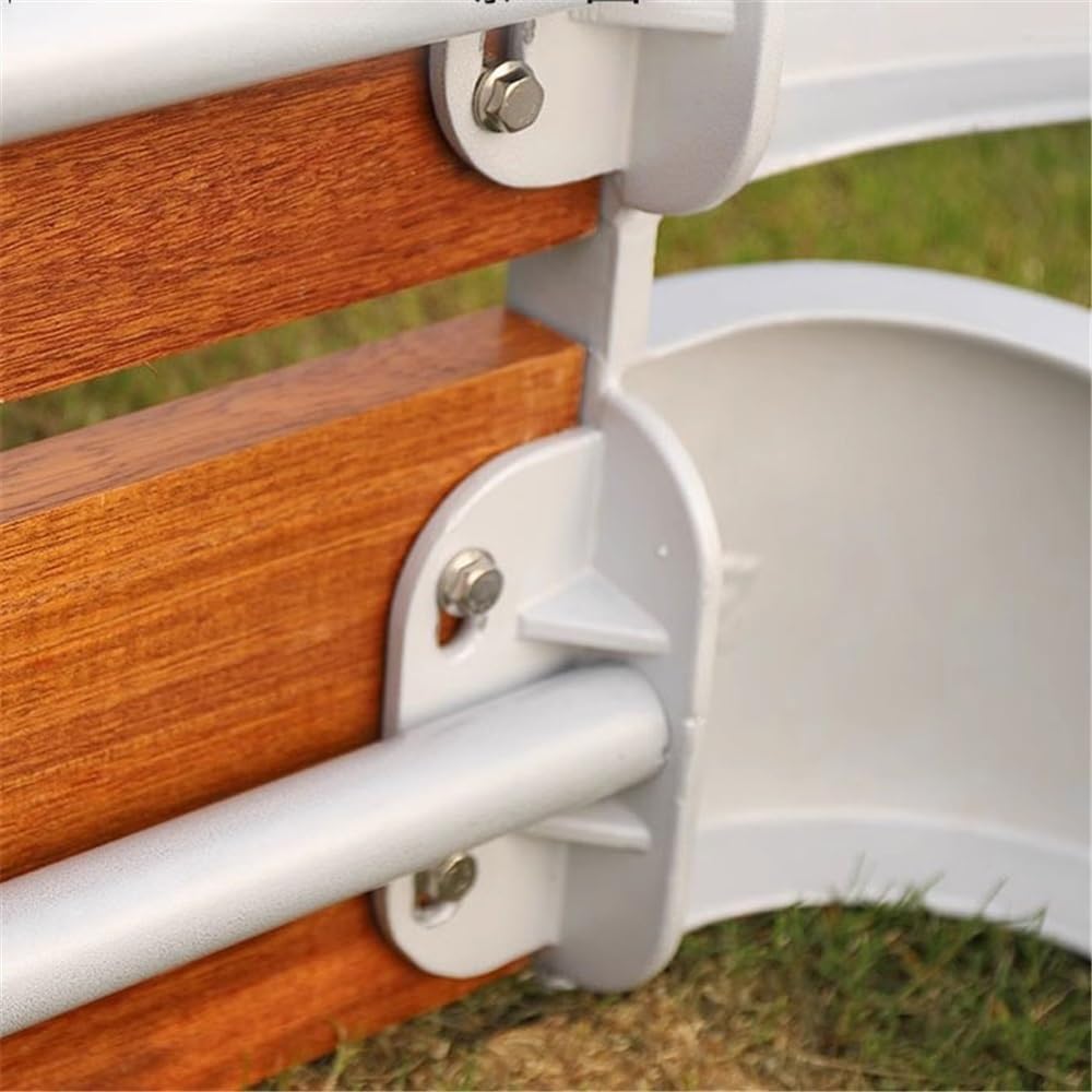 Garden Outdoor Backless Bench, Wooden Chair Surface with Cast Aluminum Feet, for Garden Balcony Terrace Leisure Seat(Medium)