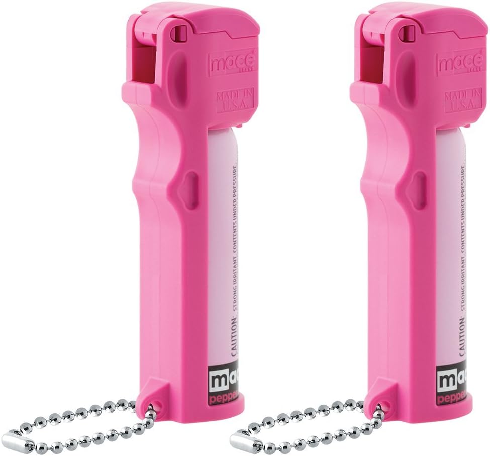 Mace Model KeyGuard Police Energy Pepper Spray (2 Pack), Correct 12’ Highly effective Pepper Spray with Flip High Security Cap, Leaves UV Dye on Pores and skin, Nice for Self-Protection, Sizzling Pink