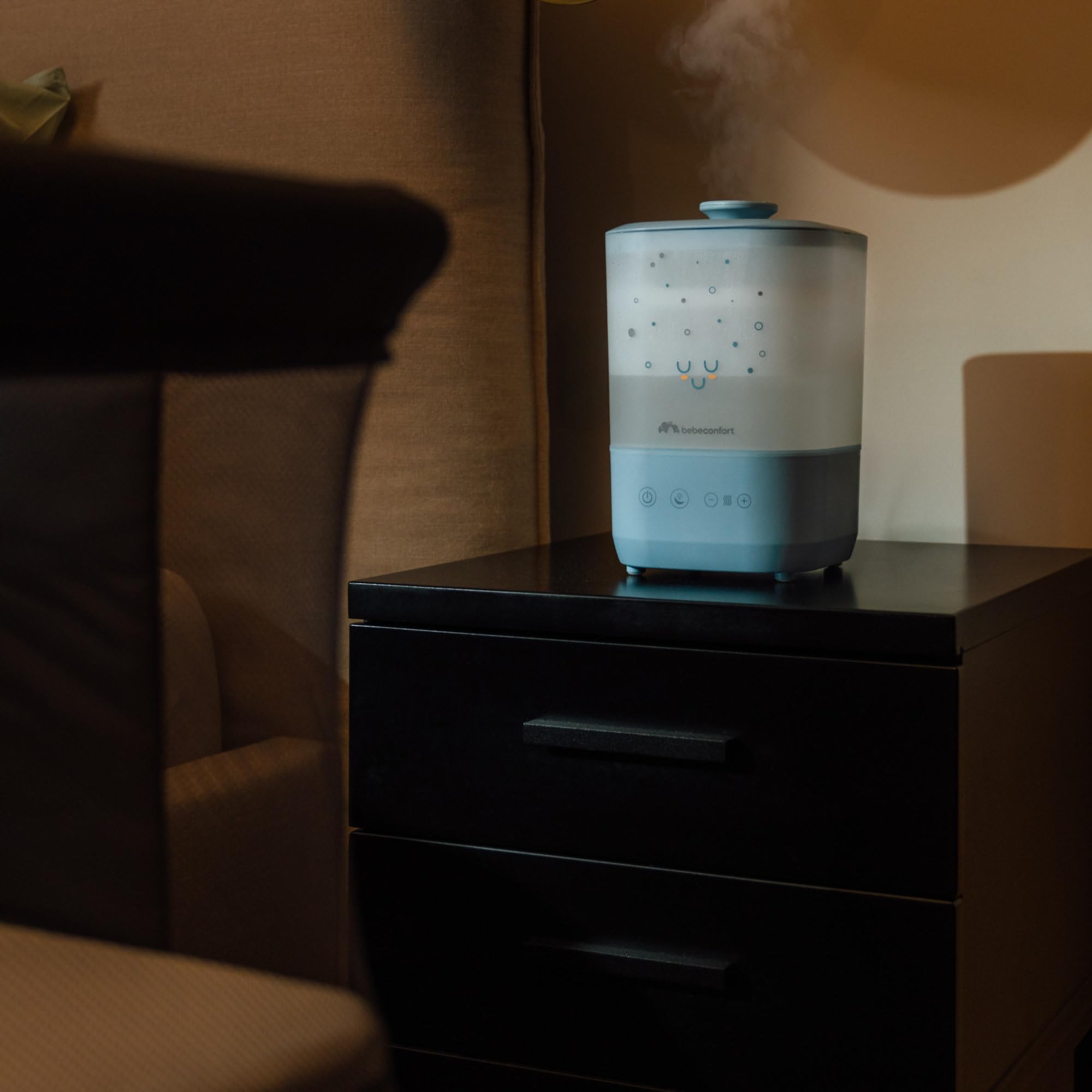 Bebeconfort Cool-Mist Luftbefeuchter Baby, Baby Nachtlicht mit 7 Farben, Ultraschalltechnologie (bis 48 Stunden), 2,1 Liter Easy-Fill-Wassertank, Ausschaltautomatik, Reinigungsbürste Inklusive, Blau