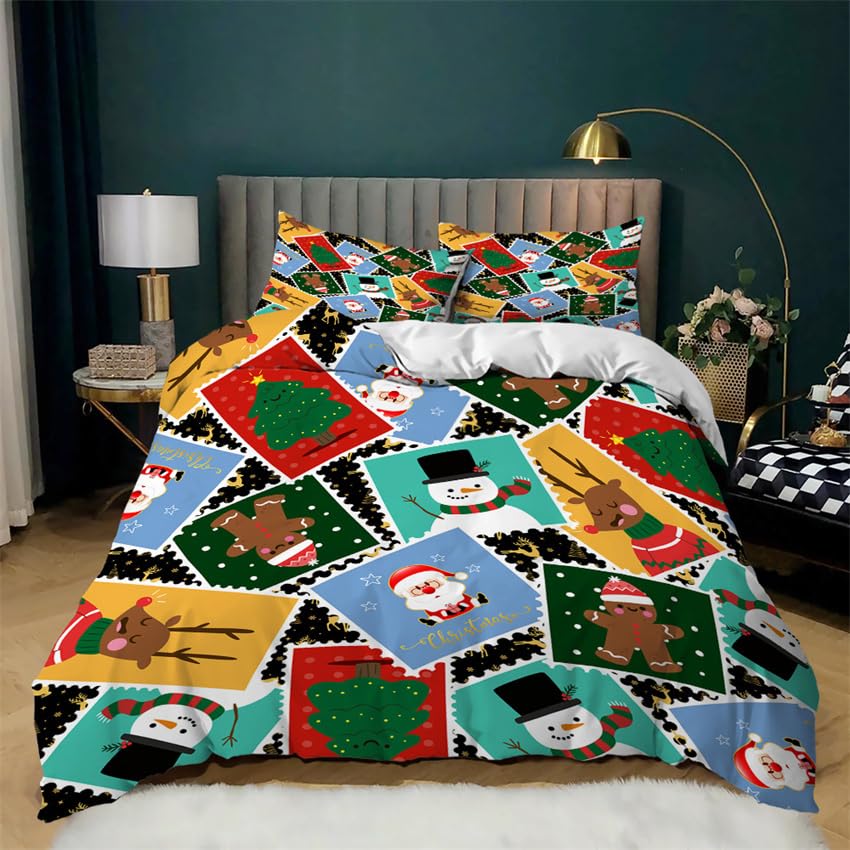 Parure housse de couette microfibre 200x200 Stitch au toucher soyeux durable