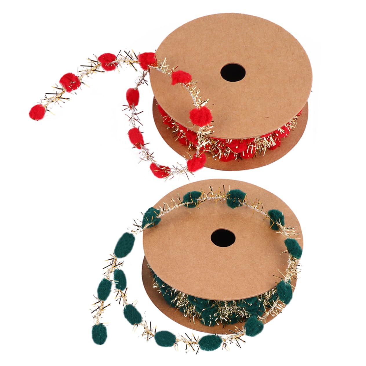 Operitacx 6rollos Cintas De Navidad De Ribbons De Pom-poms Para Manualidades y Decoraciones De Árbol De Navidad Fáciles De Cortar y Reutilizables
