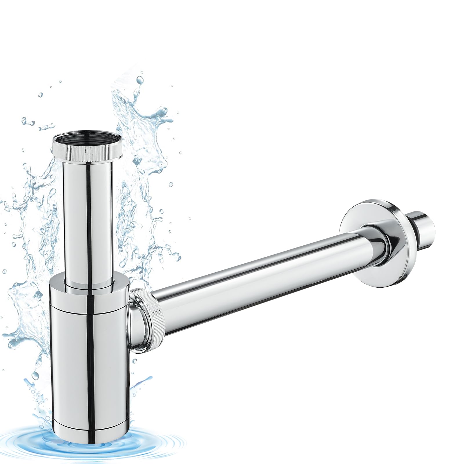 Siphon Universel Lavabo Laiton 1 1/4 avec Bonde Réglable et Bouchon Nettoyage