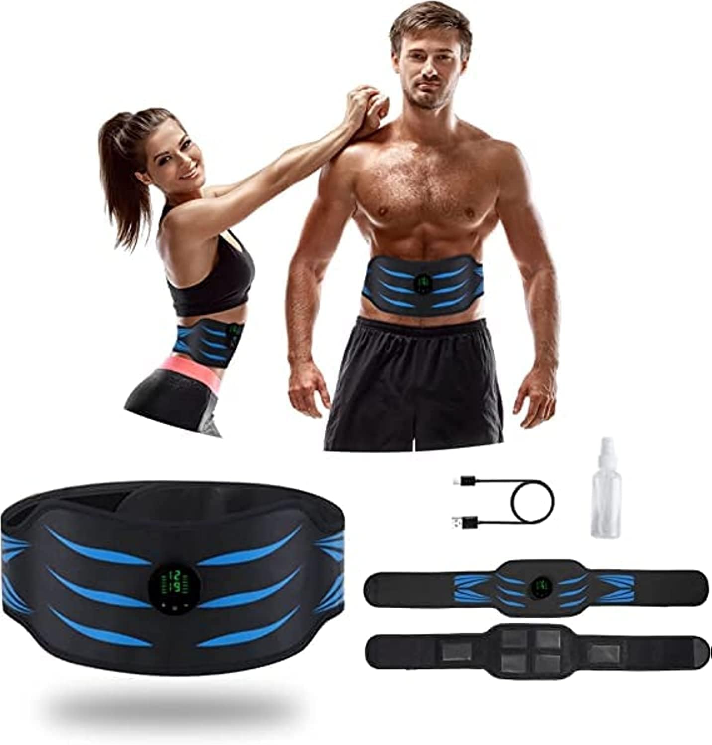 Smart ABS Stimulator Belt, Portable Abdominal Training Belt, Ab Toning Belt, for Abdomen/Arm/Leg Training, Portable Smart Fitness Workout Equipment for Women Men, Home Fitness Device