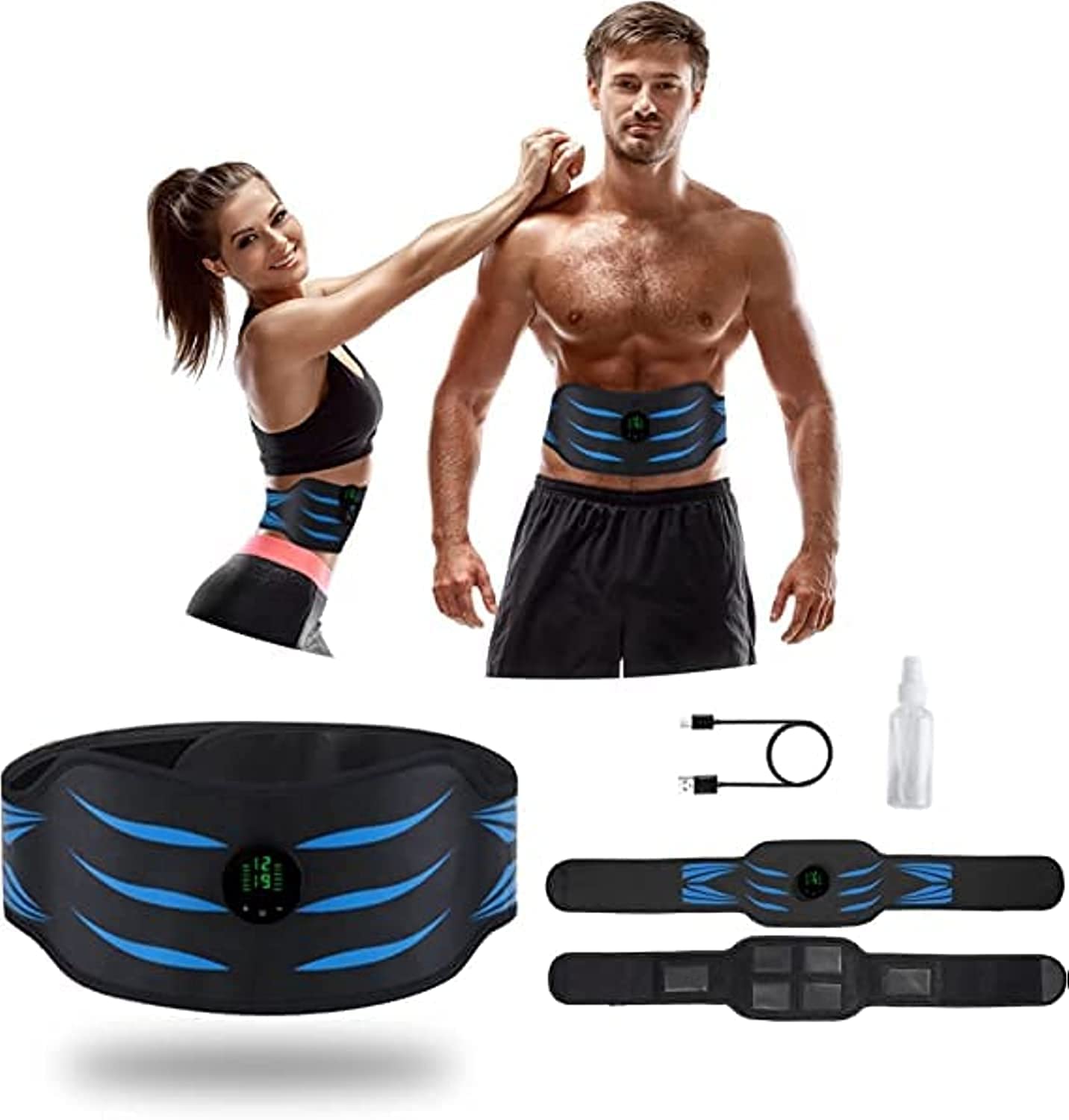 ELECDON Smart ABS Stimulator Belt, Portable Abdominal Training Belt, Ab Toning Belt, for Abdomen/Arm/Leg Training, Portable Smart Fitness Workout Equipment for Women Men, Home Fitness Device