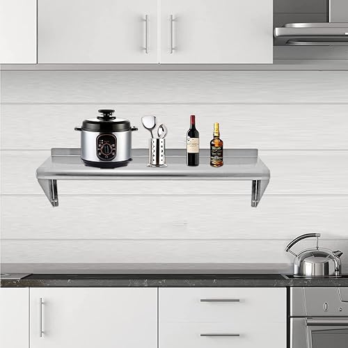 Miniatura 9 de 12 x 24 pulgadas, 2 unidades de estantes de acero inoxidable montados en la pared, estantes flotantes de metal comercial NSF para cocina,