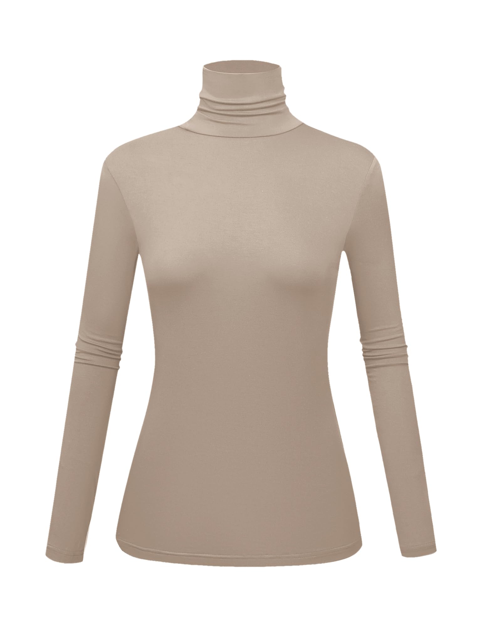Women's Long Sleeve Turtleneck Shirts Slim Fitted Lightweight Base Layer Casual Tops