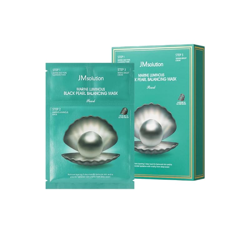 JMsolution Marine Luminous Black Pearl Kit de Máscara Facial em 3 Etapas, Pacote com 10
