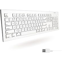 Macally Full Size USB Wired Keyboard for Mac and PC - Plug & Play Wired Computer Keyboard - Compatible Apple Keyboard with 15 Shortcut Keys for Easy Controls & Navigation of Macbook Pro/Air, iMac