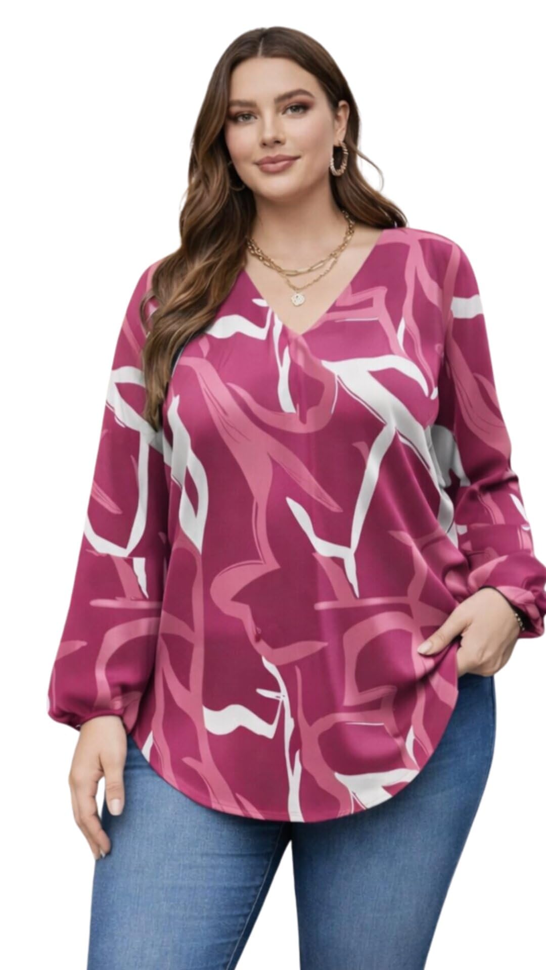 Viscose Rayon Abstract Pattern Top for Women | A Line Tops | Summer Kurta | V-Neck Top | Short Kurti for Women| Full Sleeves | NG-025-image-25