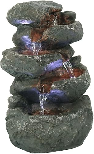 Miniatura 10 de sunnydaze Stacked Rocas mesa Fuente de agua con luces LED, 10.5 inch