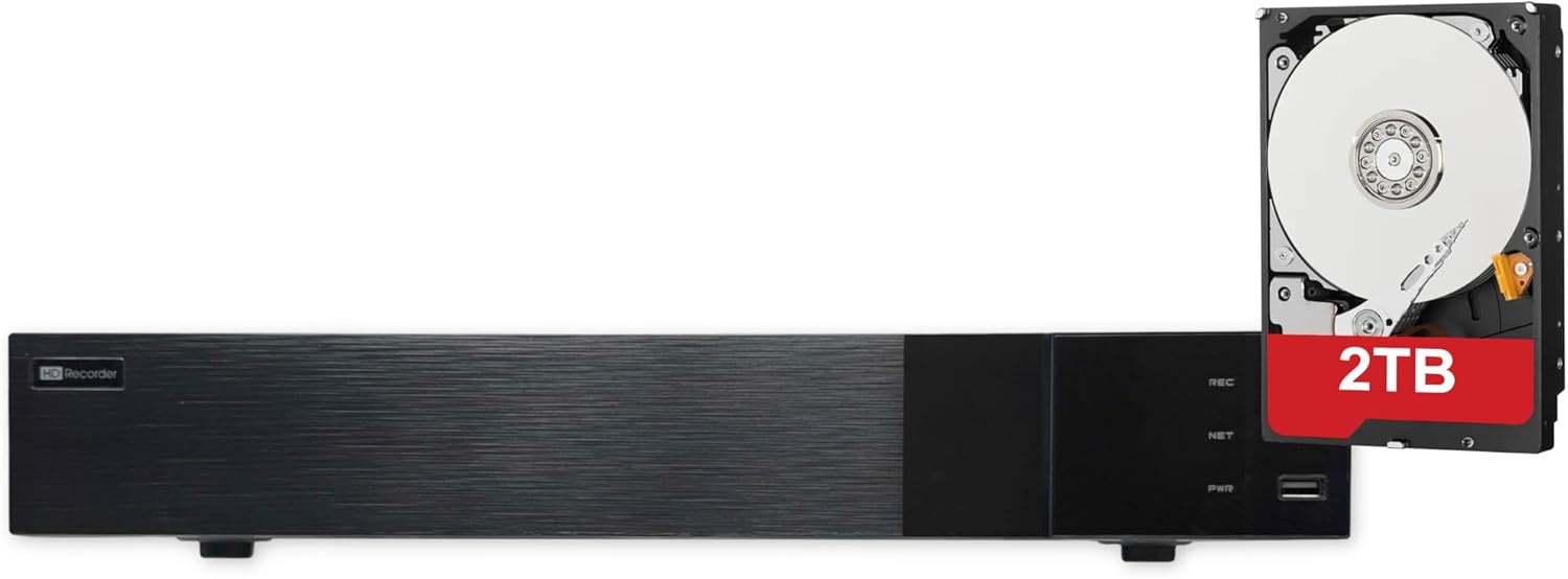 32 Channel 4K NVR, 16ch PoE, NDAA Compliant, 12MP, H.265, 4xSATA, HDMI/VGA, Mobile Surveillance (NVR-32CH3-P16-65-2TB)