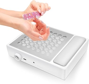 GCCSJ Nail Dust Collector for Nail Tech, 4200RPM Powerful Vacuum with Reusable Filter & Adjustable Speed, Low Noise Acrylic Nail Dust Extractor for Salon, Polishing and Filing