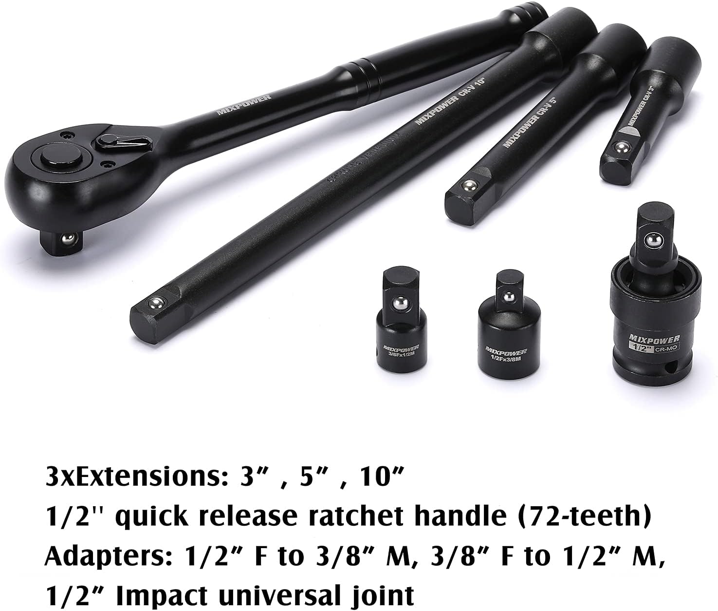 MIXPOWER 1/2-inch 70 Pieces Impact Socket Master Set, SAE and Metric, 5/16-Inch to 1-1/4-Inch and 8-24 mm Shallow/Deep