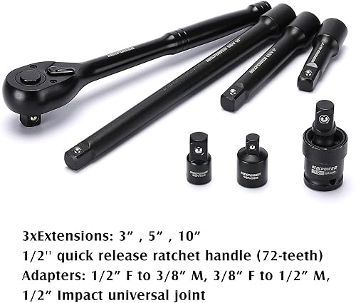 Miniatura 5 de MIXPOWER Juego maestro de llaves de impacto de 70 piezas de 1/2 pulgada, SAE y métrico, 5/16 pulgadas a 1-1/4 pulgadas y 0.315-0.945 in poco