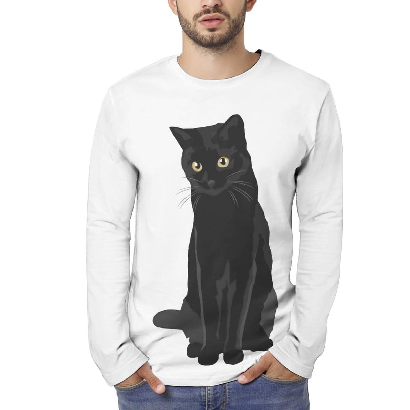 Amazon.co.jp: 黒猫 猫柄 ネコ 長袖tシャツ メンズ レディース ロングt