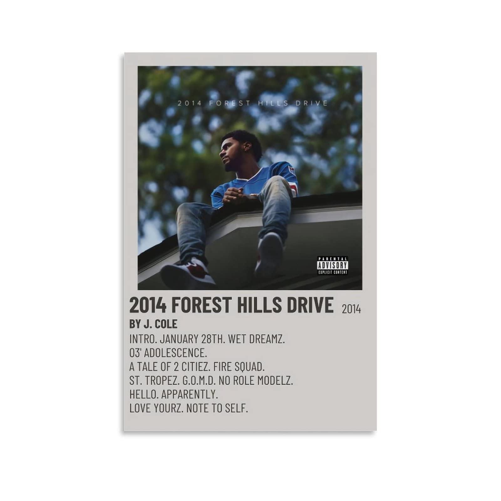 CANLAY 2014 FOREST HILLS DRIVE BY J. COLE Canvas Poster Wall Art Decor Print Picture Paintings for Living Room Bedroom Decoration Panel Hanging Posters Vertical Unframe-style 12x18inch(30x45cm)
