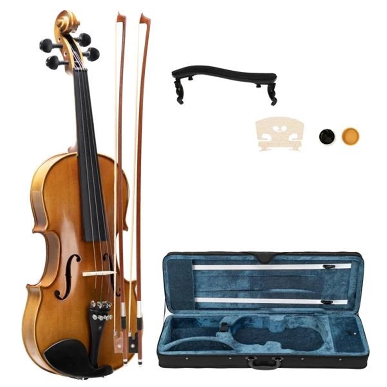 Violini Professionali Set Violino Acustico In Legno Naturale Opaco Con Custodia Quadrata E Accessori