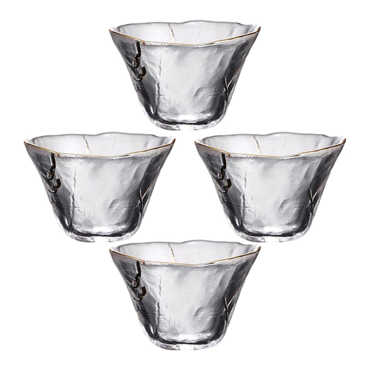 Tazas de sake japonesas de vidrio resistente y borde dorado que realzan el sabor del té