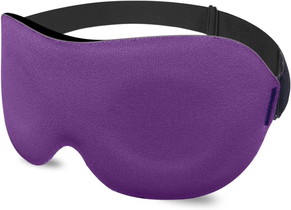 DTS Eye Masks for Side Sleepers Men Women Zero Eye Pressure 3D Cups Complete Light Blocking Night Blindfold with Adjustable Strap Shade Cover Sleeping Mask for Travel Nap Work Home (Purple)