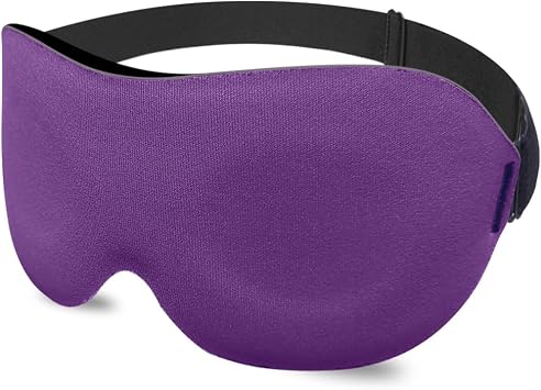 DTS Eye Masks for Side Sleepers Men Women Zero Eye Pressure 3D Cups Complete Light Blocking Night Blindfold with Adjustable Strap Shade Cover Sleeping Mask for Travel Nap Work Home Purple