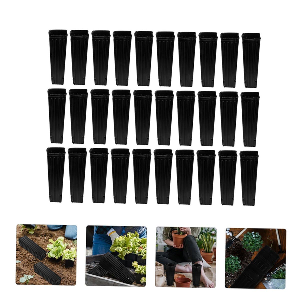 MAGICLULU Verdickte Kunststoff Pflanztöpfe 60 Stück Tiefe Anzuchtbecher mit Belüftung und Drainage Schwarzer Pp Pflanzbehälter für Garten und Gemüseanbau