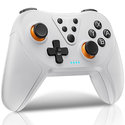 Honghao Switch Controller, Wireless Pro Game Controllers For Nintendo SwitchOLEDLitePCIOS, Remote Gamepad With TurboVibration6-axis Motion (White)