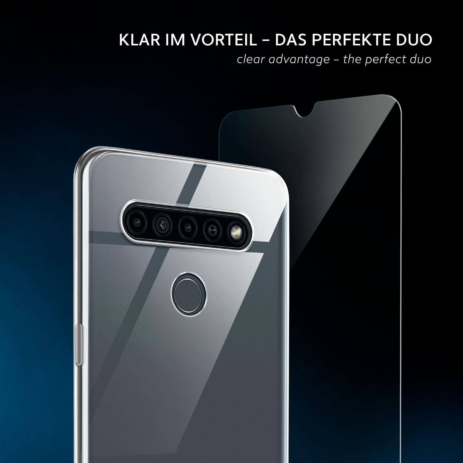 moex Funda de silicona para LG K41S, con lámina protectora, 360 grados, antigolpes, no amarillea, transparente