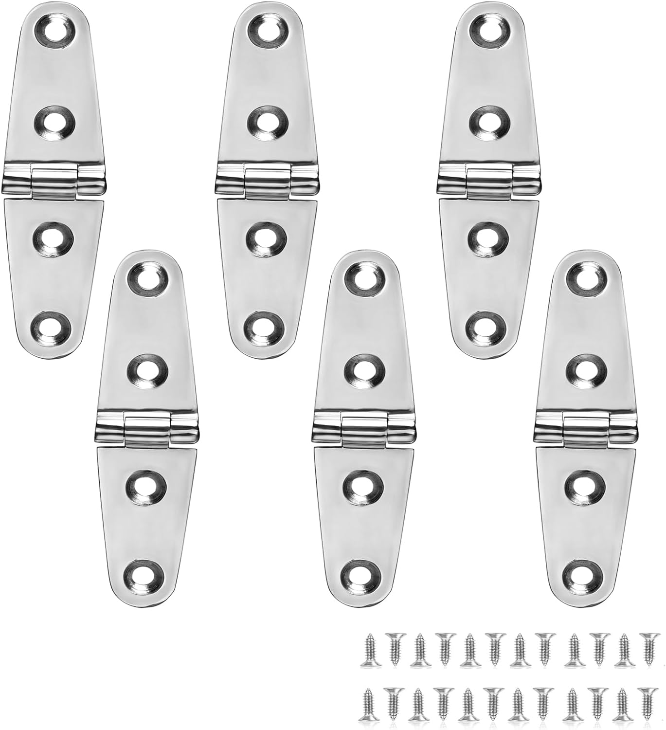 Boat Strap Marine Hinge, 4 x 1 Inch (102mm X 26 mm), Stainless Steel, 316 Grade With Screws (6 PCS)