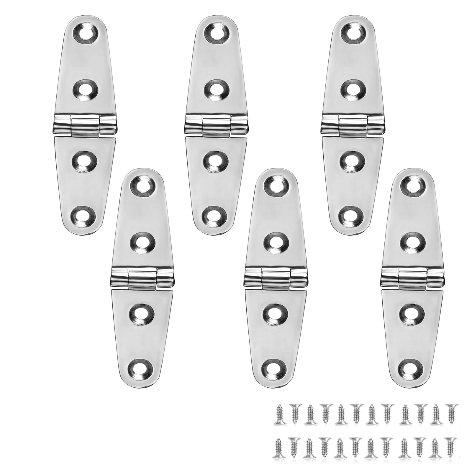 Boat Strap Marine Hinge, 4 x 1 Inch (102mm X 26 mm), Stainless Steel, 316 Grade With Screws (6 PCS)