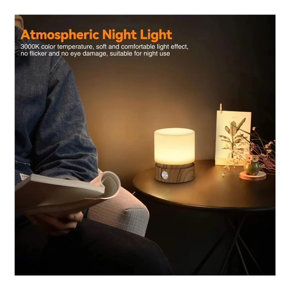 Luce notturna con timer, piccola lampada a LED da comodino per camera da letto, per allattamento, dimmerabile, ricarica USB, luce bianca calda (bianco)