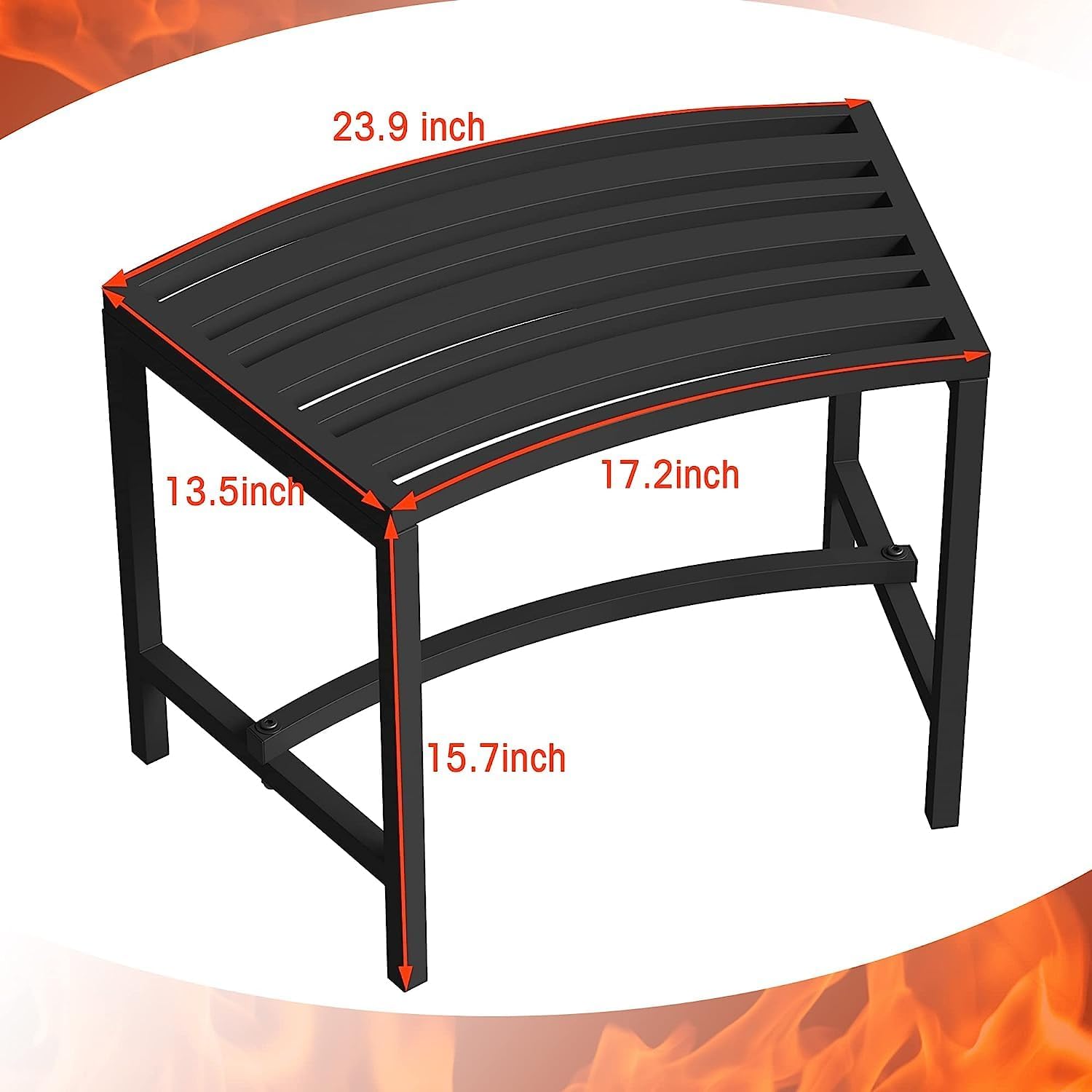 Heavy Duty Curved Fire Pit Bench Set of 4, Metal Outside Seating, Outdoor Steel Backless Benches for Garden, Patio, Porch, Backyard, Plant Stand