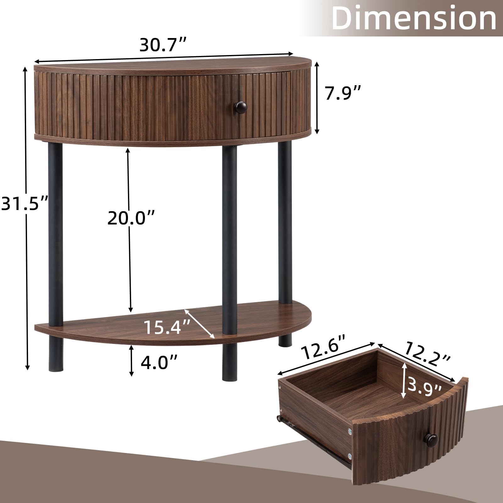 Snapklik.com : Wnutrees Fluted Half Moon Console Table, Bohemia Small ...